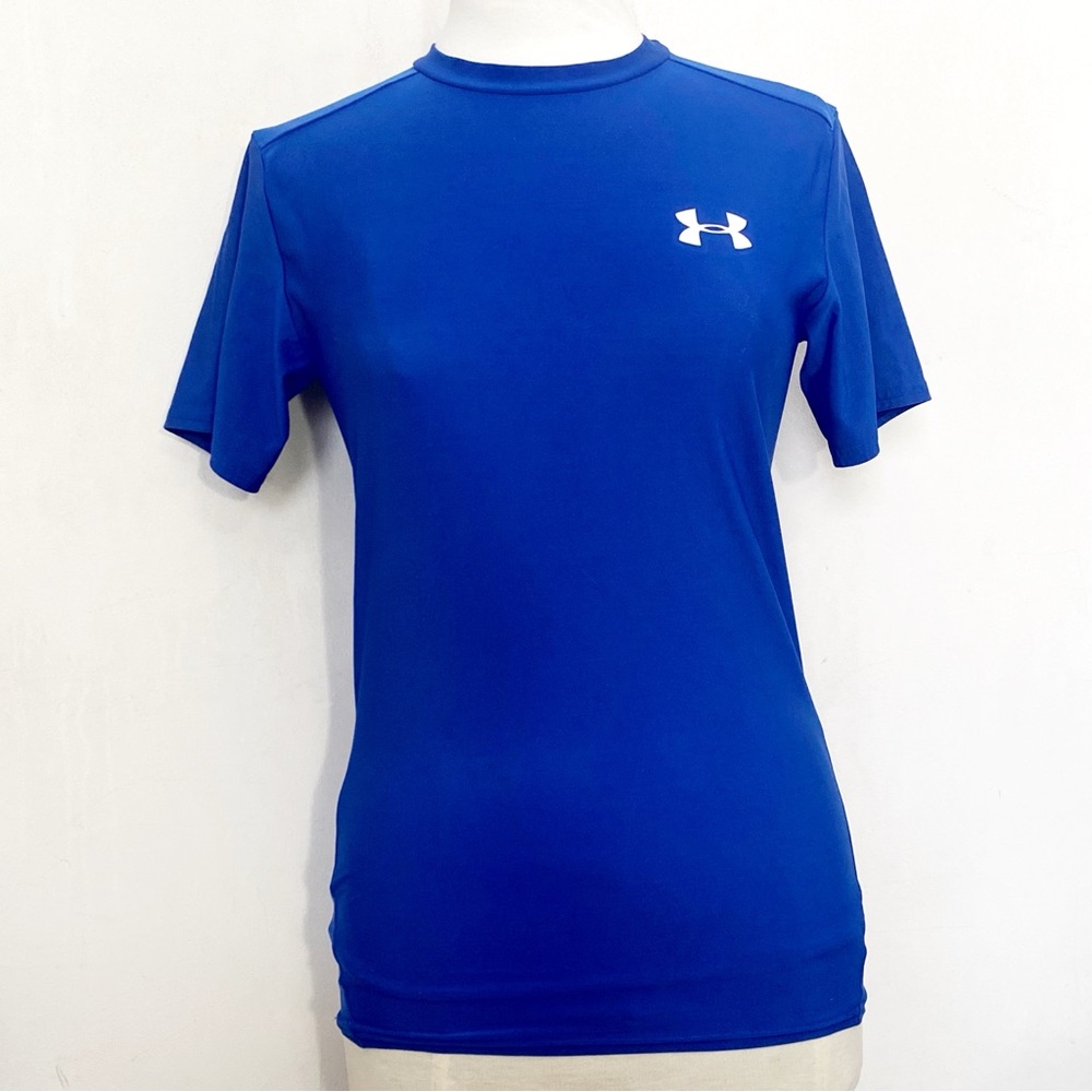 Under Armour Women's Blue Short Sleeve Compression Knit Tee Top L